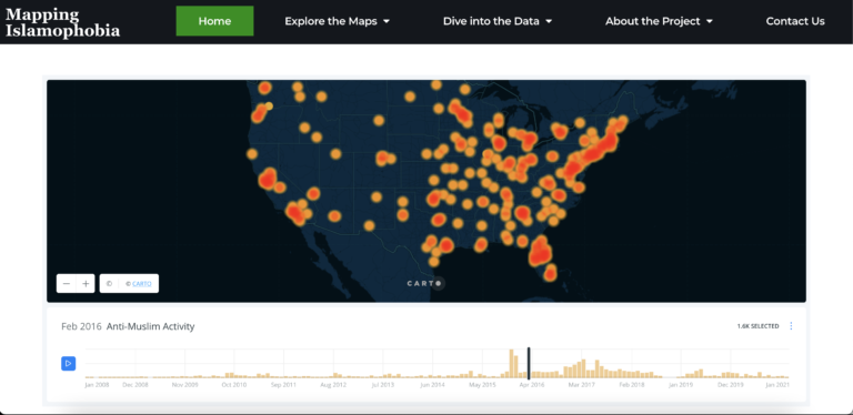 Screenshot of Mapping Islamophobia site homepage
