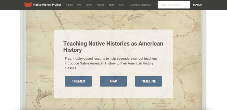 Native History Project site homepage