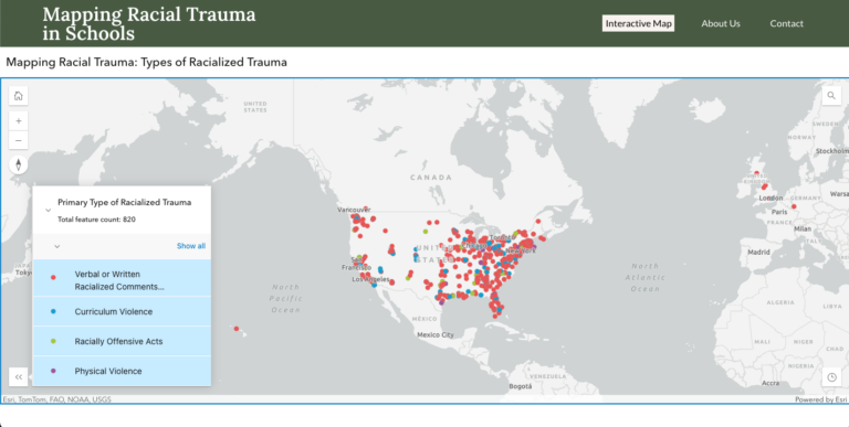 Screenshot of the Mapping Racial Trauma site homepage